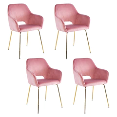Pack 4 Sillas Comedor Terciopelo Florencia Rosado