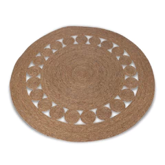Alfombra Decorativa Redonda Yute Diseño 120cm