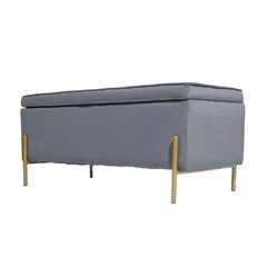 Banqueta Baúl de Terciopelo Tudor Gris