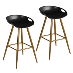 Pack 2 Pisos Taburetes Bar Reposapiés Wave Negro/Dorado