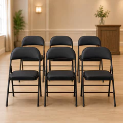 Pack  6 Silla Plegable Acolchada Negra Fold