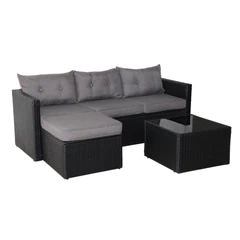 Seccional Derecho 3 Cuerpos Terraza Sofa + Mesa gris
