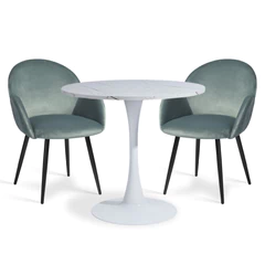 Comedor 2P Marmol 80X75 + Sillas Chiozza Verde