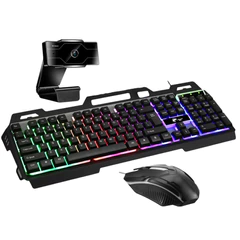 Pack Teclado RGB + Mouse Gamer + Cámara Web Negro