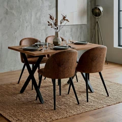 Comedor Nirvana Mesa Industrial 120x75x70 cm 4 Sillas Pu Café