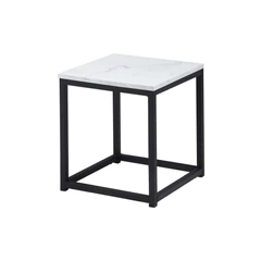 Mesa Lateral Cuadrada Base de Metal Emporio Blanco
