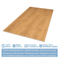 Piso SPC Roble Natural Click 5+1 mm   18,2 x 122cm  2,2 m²