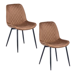 Pack 2 Sillas de Comedor de Terciopelo Café