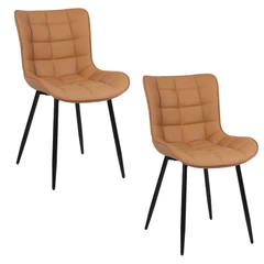 Pack 2 Sillas de Comedor Pu Camel Patas Metálicas