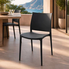 Silla Plástica Terraza Restaurante Negra