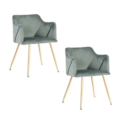 Pack 2 Silla Comedor Sitial Aldridge Terciopelo Verde