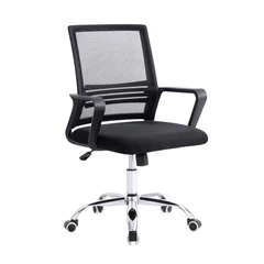 Silla de Oficina de Malla Reposabrazos Negro