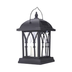 Farol Solar Rejilla Lámpara Vela LED Jardín Negro