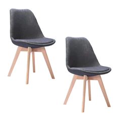 Pack 2 Silla Comedor Tulip de Tela con Cojín Gris