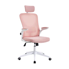 Silla de Oficina con Reposa Brazos y Cabeza Rosa