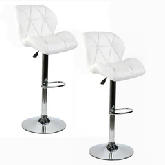 Pack 2 Silla Alta Bar Acolchada con Respaldo Blanco