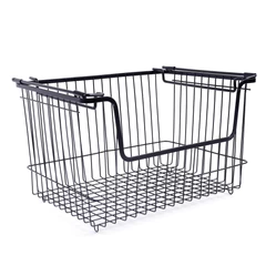 Canasto Organizador Metal Apilable Negro