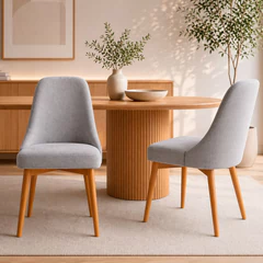 Pack 2 Sillas Madera con Asiento y Respaldo Tapizados Gris