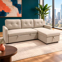Sofá Cama Seccional Oslo 3 Cuerpos Beige