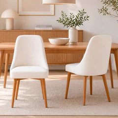 Pack 2 Sillas Madera con Asiento y Respaldo Tapizados Beige