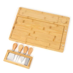 Tabla de Quesos L con 4 Utensilios Picoteo Beige
