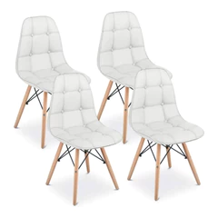 Pack 4 Sillas Eames Acolchada PU Blanco