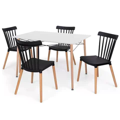 Comedor 4P Nórdico Eames 110X80 + Sillas Classic Negro