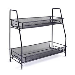 Rack Organizador Metal 2 Niveles Negro