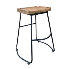 Piso Taburete de Madera Base Metal Roble