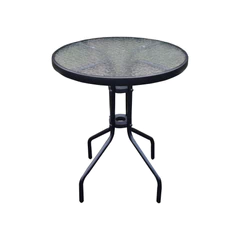 Mesa de terraza de vidrio y acero 70x60cm Negro