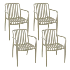 Pack 4 Sillas Terraza Plástica Giza Taupe