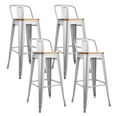 Pack 4 Pisos De Bar Tolix Asiento De madera
