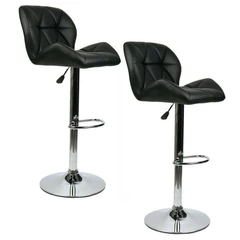 Pack 2 Silla Alta Bar Acolchada con Respaldo Negro