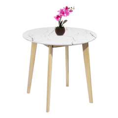 Mesa de Comedor Redonda con Patas de Pino Blanco