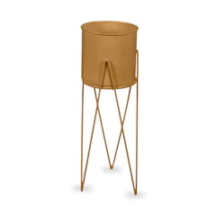 Porta Macetero Pedestal Decorativo Dorado 63 cm
