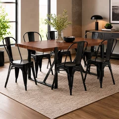 Comedor Tolix Mesa 75x88x180 cm 6 Sillas Metal