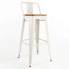Piso de Bar Tolix con Asiento de Madera - Blanco