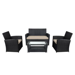 Set Terraza 4 Piezas Sorrento Mesa + Sillon Negro