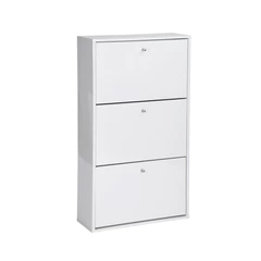 Zapatera 3 Divisiones de Madera Unicolor Blanco