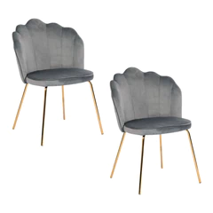 Pack 2 Sillas de Comedor de Terciopelo Gris