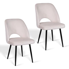 Pack 2 Sillas de Comedor Terciopelo Oval Beige