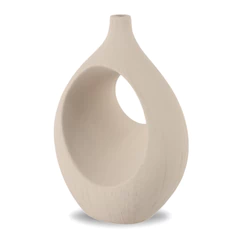 Florero Diseño Cerámica Beige 20cm