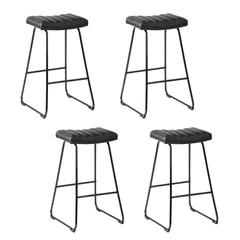 Pack de 4 Pisos de Bar Acolchados Taburetes Negro