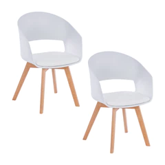 Pack 2 Sillas Comedor con Cojín Blanco