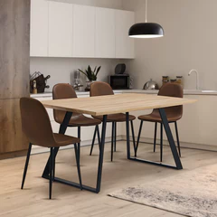Comedor Soho Mesa 75x80x150 4 Sillas Pu Café