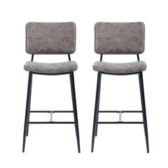 Pack 2 Piso Bar con Espaldar Acolchado Alto Gris