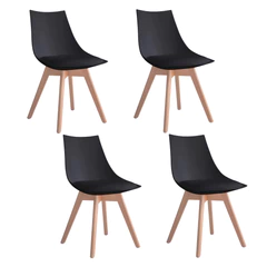 Pack 4 Silla Comedor con Patas de Madera Negro