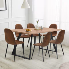 Comedor Charleston Mesa 75x80x150cm + 6 Sillas Velvet Café