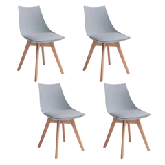 Pack 4 Silla Comedor con Patas de Madera Gris