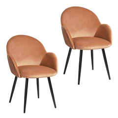 Pack 2 Sillas de Comedor Chiozza Sitial Terciopelo Naranjo